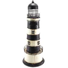 Farol Torre Metal Branco e Azul M