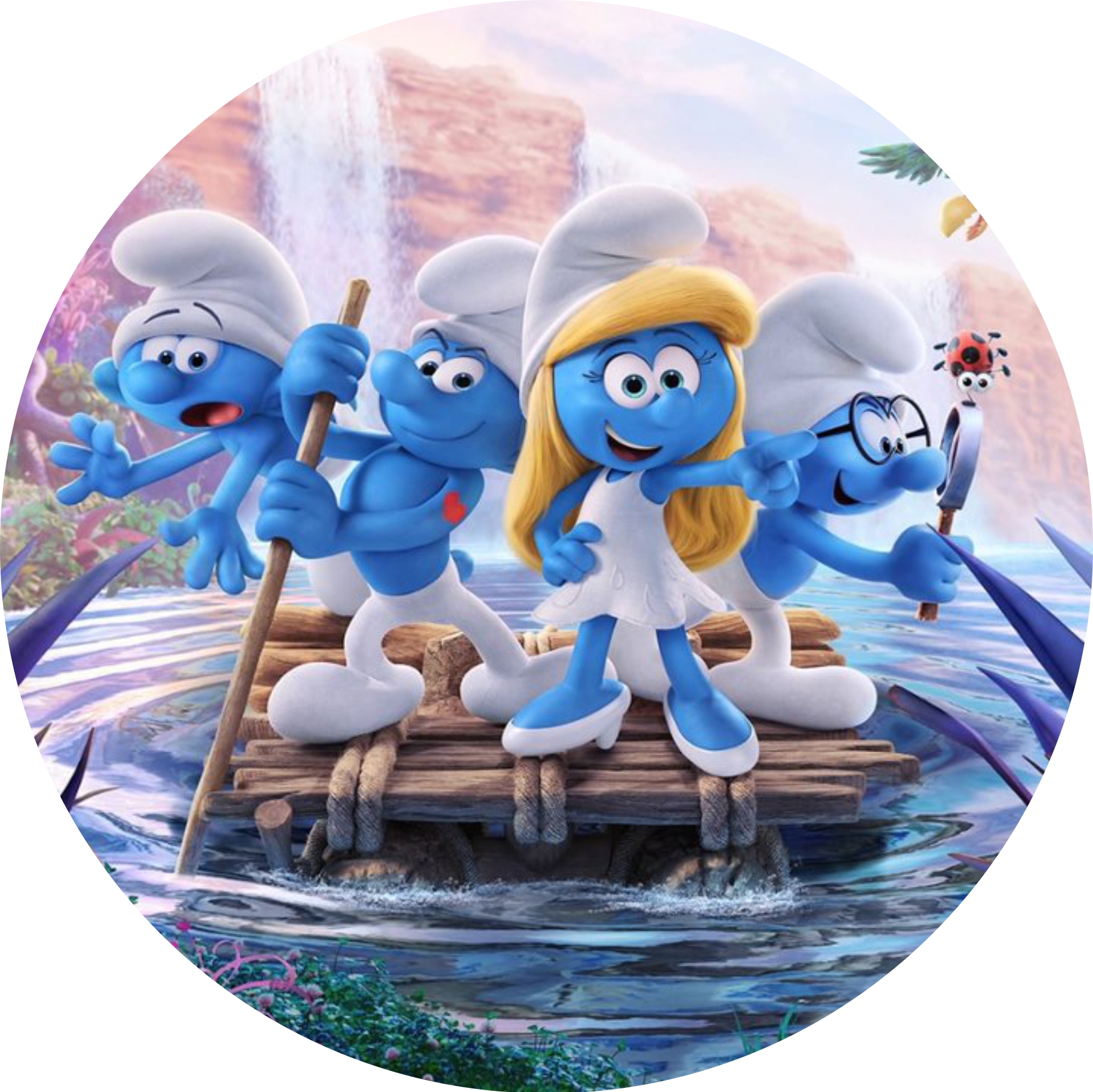 Painel Tecido Redondo Smurfs