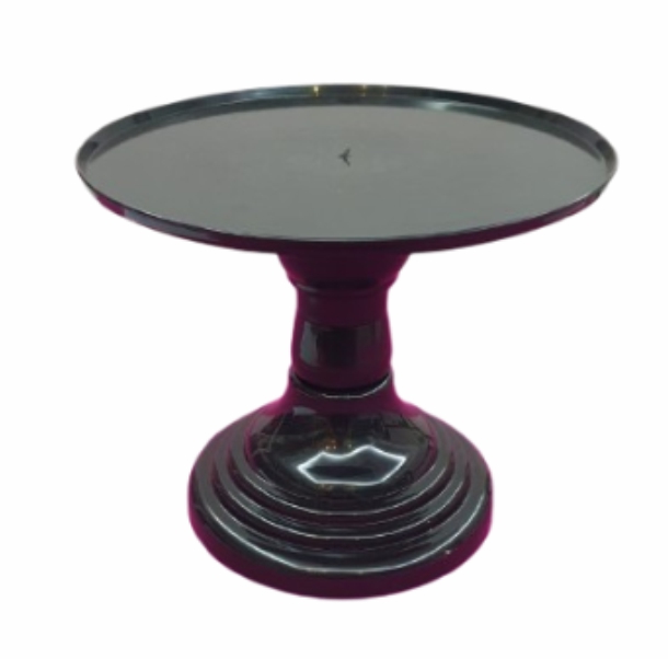 Bandeja preta redonda com pé