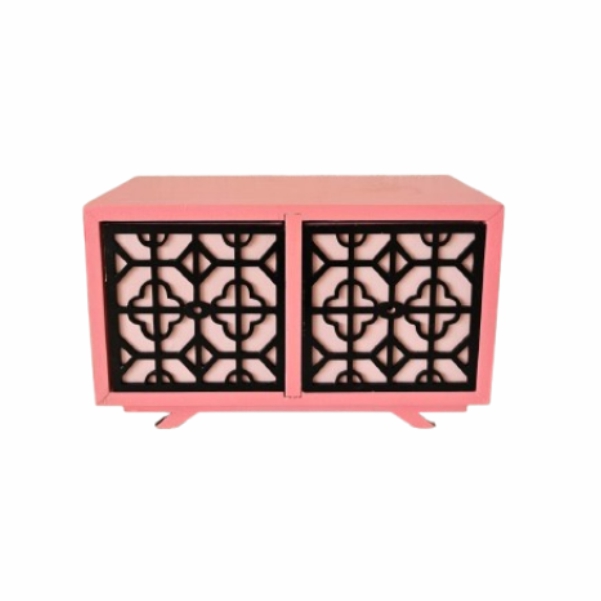Cômoda decorativa rosa e preto